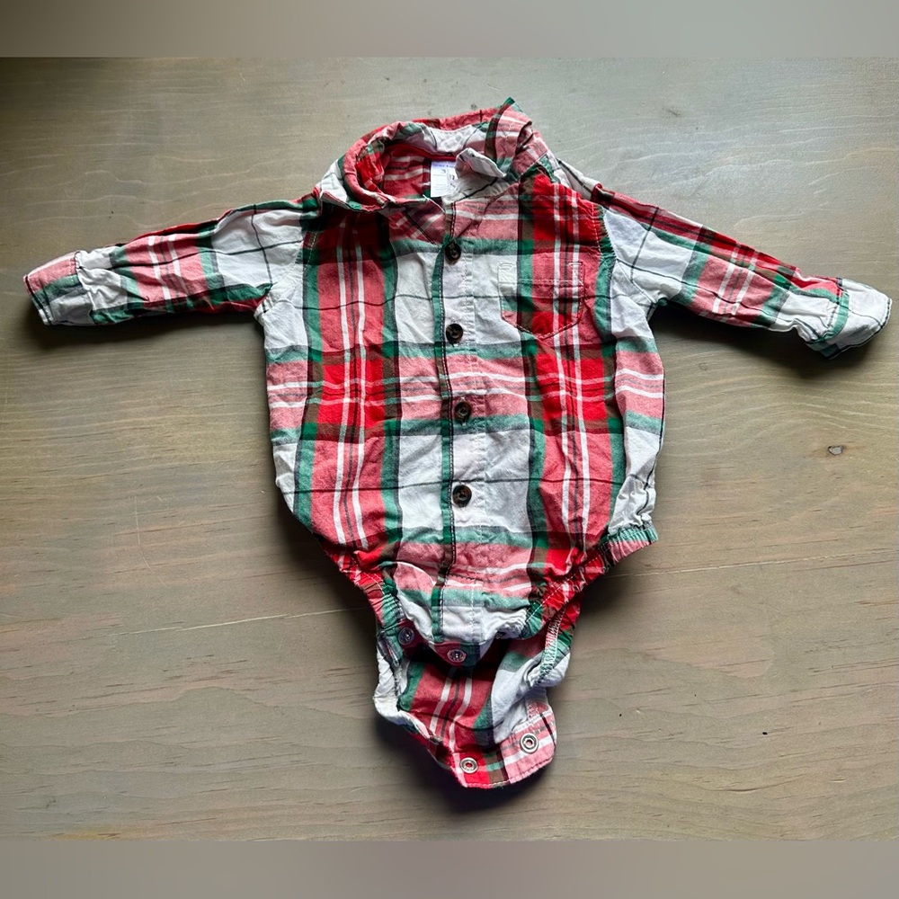 🦋Carter's Collared Plaid Button Down Bodysuit